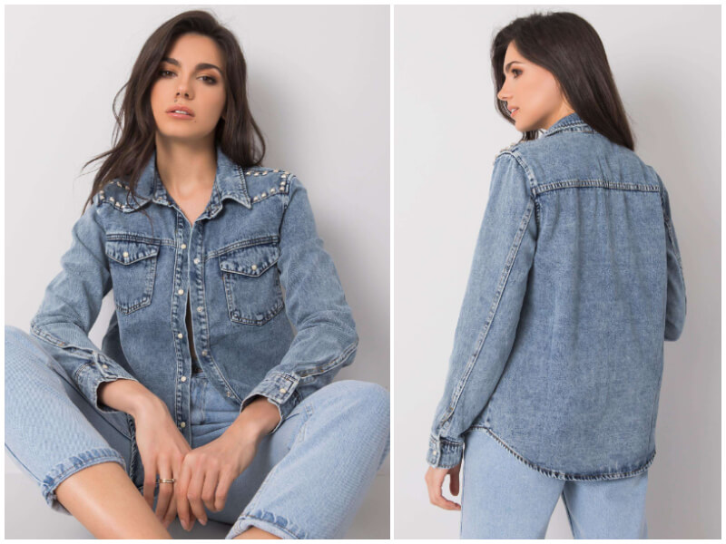 Modna koszula jeansowa damska oversize.